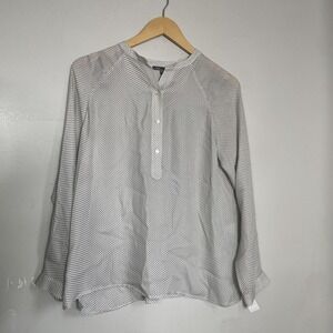 Vince 100% Silk Blouse Black White Print Women's Size‎ XS